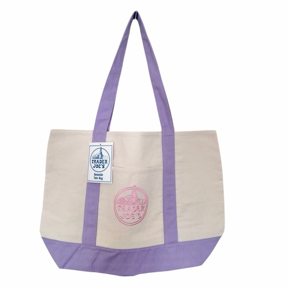 Trader Joe's Large Lavender Tote Bag NEW With Tags - Picture 5 of 8